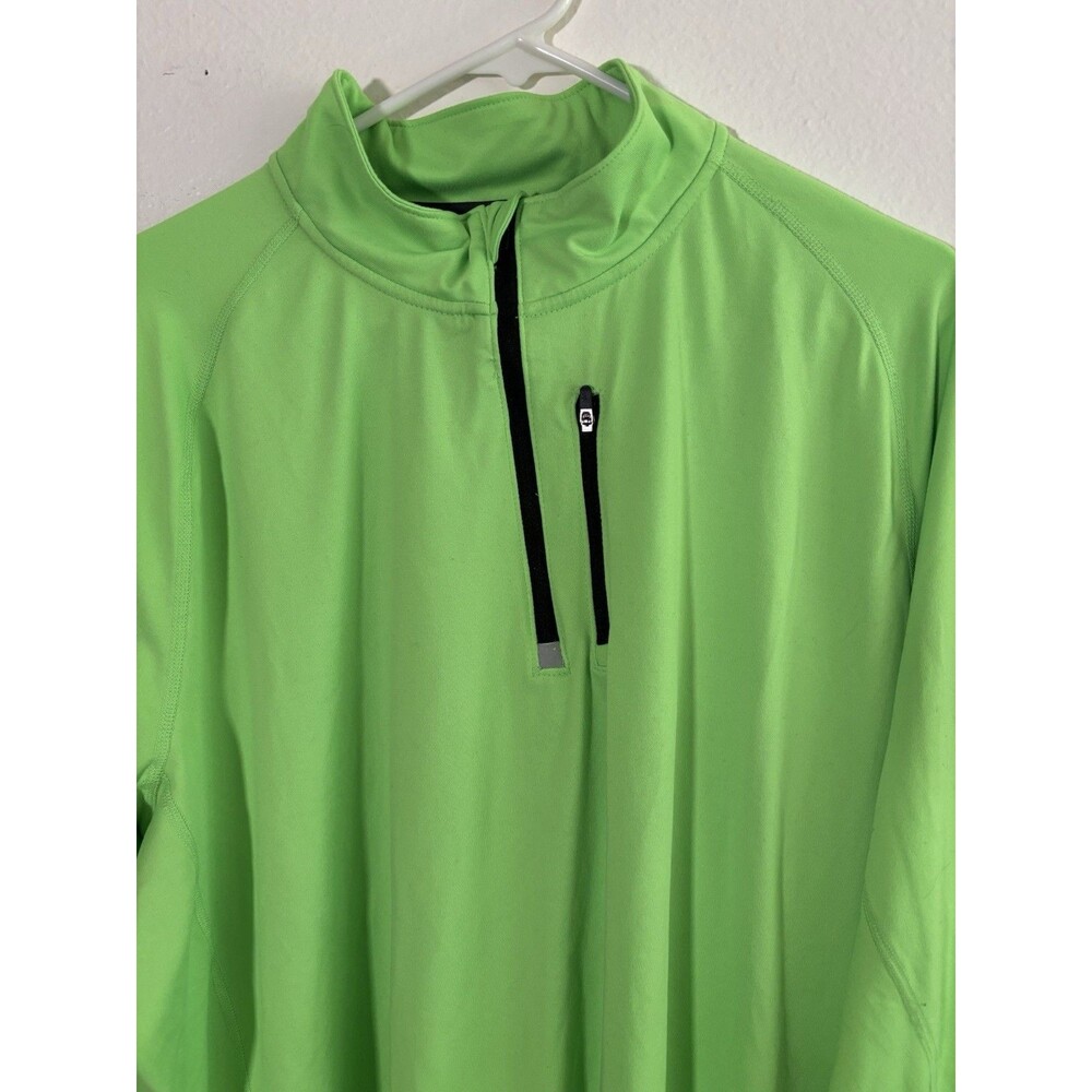 BCG Mens XL  1/4 Quarter Zip Surge Pullover Gym Yoga Neon Green
